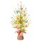 Easter Decorations, Artificial 18 Inch Pre-Lit Easter Egg Tree Tabletop Decor with Delicate Ornaments, for Home Party Wedding Holiday Spring Summer Decoration, Pink/Blue/Yellow.